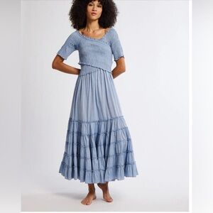 Mille Celia Dress in Chambray Polka dot